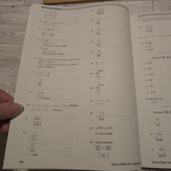 Saxon Math Homeschool 5 / 4: Solutions Manual - Paperback By Stephen Hake - GOOD - Picture 8 of 12